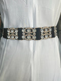 Diamante Buckle With Diamante Blocks Pu Summer Chunky Belt