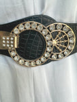 Diamante Buckle With Diamante Blocks Pu Summer Chunky Belt