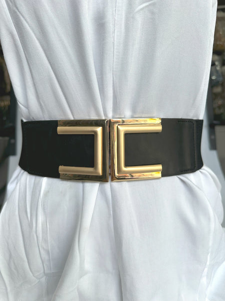 Different Shapes Of Golden Buckle Pu Summer Chunky Belt