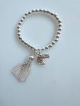 Beaded Alloy Bracelet With Dangling Creature And Tassel