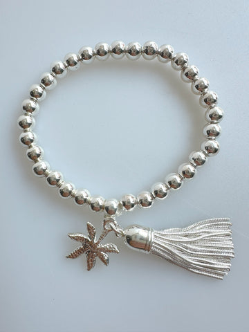 Beaded Alloy Bracelet With Dangling Bits