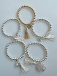 Beaded Alloy Bracelet With Dangling Bits