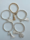 Beaded Alloy Bracelet With Dangling Bits