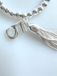 Beaded Alloy Bracelet With Dangling Bits