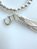 Beaded Alloy Bracelet With Dangling Bits