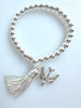Beaded Alloy Bracelet With Dangling Creature And Tassel