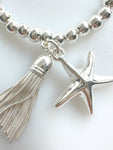 Beaded Alloy Bracelet With Dangling Bits