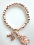 Beaded Alloy Bracelet With Dangling Creature And Tassel