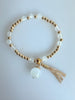 Beaded Bracelet With Jade Like Ball And Tassel No. 31