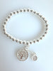 Beaded Silvery Alloy Bracelet With Dangling Tree Of Life And Tassel