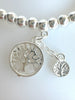 Beaded Silvery Alloy Bracelet With Dangling Tree Of Life And Tassel