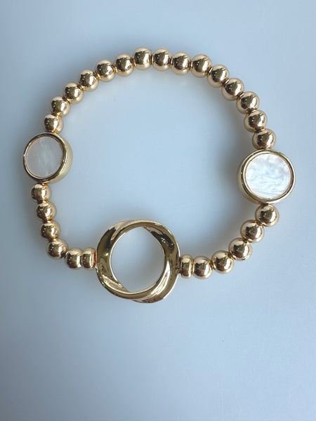 Beaded Bracelet With  Artificial Shell And Ring No. 37