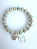 Beaded Bracelet With Dangling Four Petal Flower No. 26