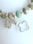 Beaded Bracelet With Dangling Four Petal Flower No. 26