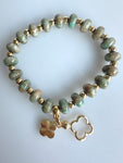Beaded Bracelet With Dangling Four Petal Flower No. 26