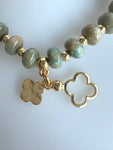 Beaded Bracelet With Dangling Four Petal Flower No. 26