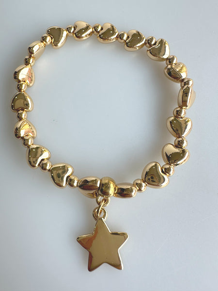 Heart Shape Beads Bracelet With Dangling Star No. 60