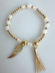 Beaded Bracelet With Dangling Wing And Tassel No. 46