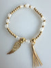 Beaded Bracelet With Dangling Wing And Tassel No. 46