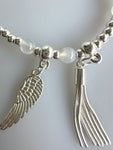 Beaded Bracelet With Dangling Wing And Tassel No. 46