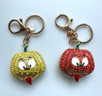 Cartoon Pumpkin Diamante Bag Charm Keyring