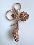 Heel and Heart Diamante Bag Charm Keyring