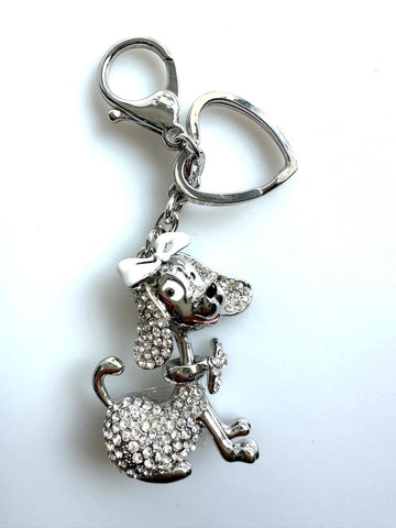 Dog Diamante Bag Charm Keyring