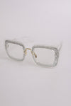 Chunky Wide Square Glitter Edge Sunglasses