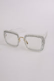 Chunky Wide Square Glitter Edge Sunglasses
