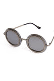 Round Studded Mirror Sunglasses