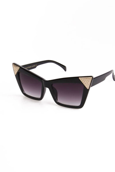 Square Cat Eye Metal Diamante Detail Sunglasses