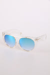 Chunky Visor Sunglasses with Gold Trim in Black