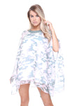 Camouflage Army Printed Chiffon Sequin Neck Holiday Kaftan