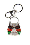 Owl Diamante Bag Charm Keyring