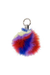 Multi Colour FAUX MINK Fur Pom Pom Keyring Charm with Diamante Strap