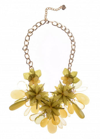 Yellow Beads Statement Necklace