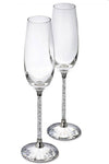 Crystal Filled Stem Champagne Flutes Glasses (set of 2)