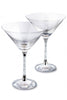 Crystal Filled Stem Martini Cocktail Glasses (set of 2)