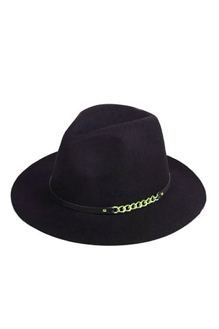 Felt Fedora Hat With Chain