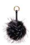 FAUX Raccoon Pom Pom Keyring Charm with Leather Strap