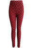 Burgundy High-Waisted Geometric Print Leggings