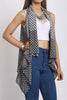 Geometric Print Waterfall Chiffon Waistcoat