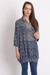 Brushstroke Print Oversized Chiffon Tunic Top