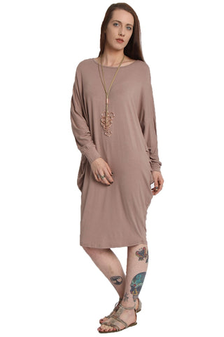 Long Sleeve Batwing Slouch Dress Top