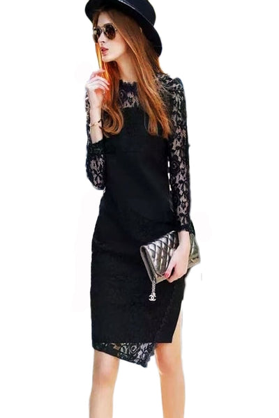 Long Sleeve Premium Lace Bodycon Dress