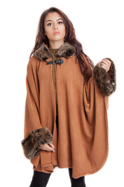 Cape with fur hood deals