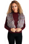 Multi Color Cropped Gilet with Long Faux Fur