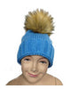 Kid Detachable Faux Fur  Pom Pom Beanie Hat