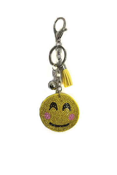 Emoji Smiley Face Rhinestone DIAMANTE Keyring Bag Charm Key Chain 2