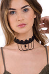 Black Lace and Bead Detail Choker